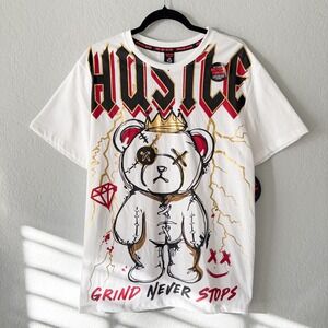 Rebellious Culture Mens Size M White Graphic T-Shirt Tee Bear NWT